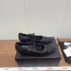 Chanel 26 Pointed-Toe Low Heel 25 Mary Janes Black in Cowhide Fabric 632188