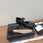 Chanel 26 Mary Jane Flat Black in Fabric Leather 632184