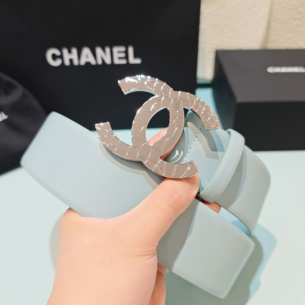 CC Belt 5.0CM Light Blue Leather Buckle 180972