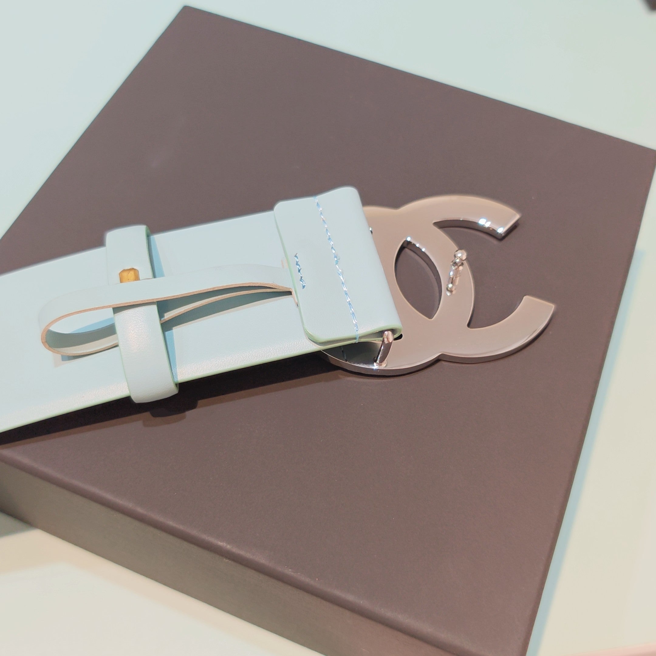 CC Belt 5.0CM Light Blue Leather Buckle 180972