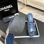 Chanel 2026 Runway Platform High-Heeled 12.5cm Sandals Blue in Cowhide 673062