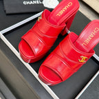 Chanel 2026 Runway Platform High-Heeled 12.5cm Sandals Red in Cowhide 673061