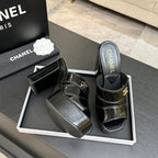 Chanel 2026 Runway Platform High-Heeled 12.5cm Sandals Black in Cowhide 673059