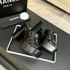 Chanel 2026 Runway Platform High-Heeled 12.5cm Sandals Black in Cowhide 673059