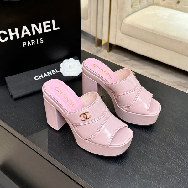 Chanel 2026 Runway Platform High-Heeled 12.5cm Sandals Pink in Cowhide 673057