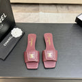 Chanel 26C Double C Buckle Square Toe Slippers Burgundy in Lambskin 673025