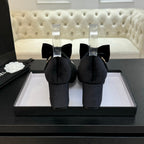 Chanel KJ26 Mary Janes Heel 2.5cm with Bow Black in Velvet 673010