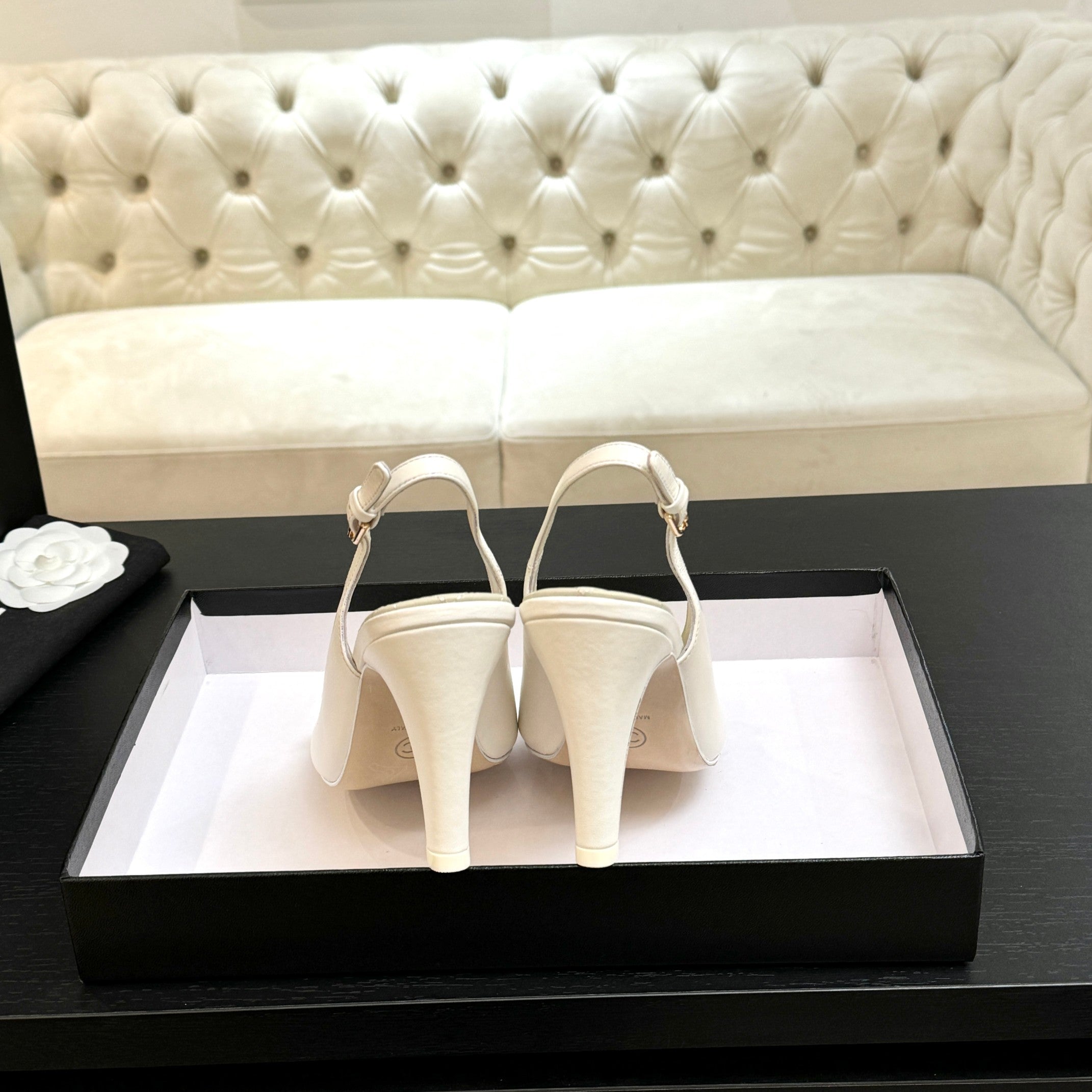 Chanel 26A Slingback White in Lambskin 672994