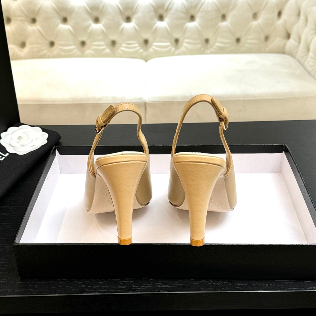 Chanel 26A Slingback Beige in Lambskin 672993