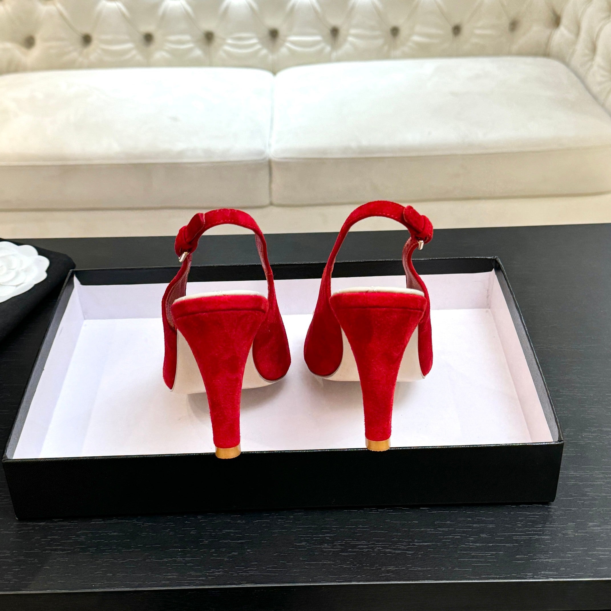 Chanel 26A Slingback Red in Velvet 672991