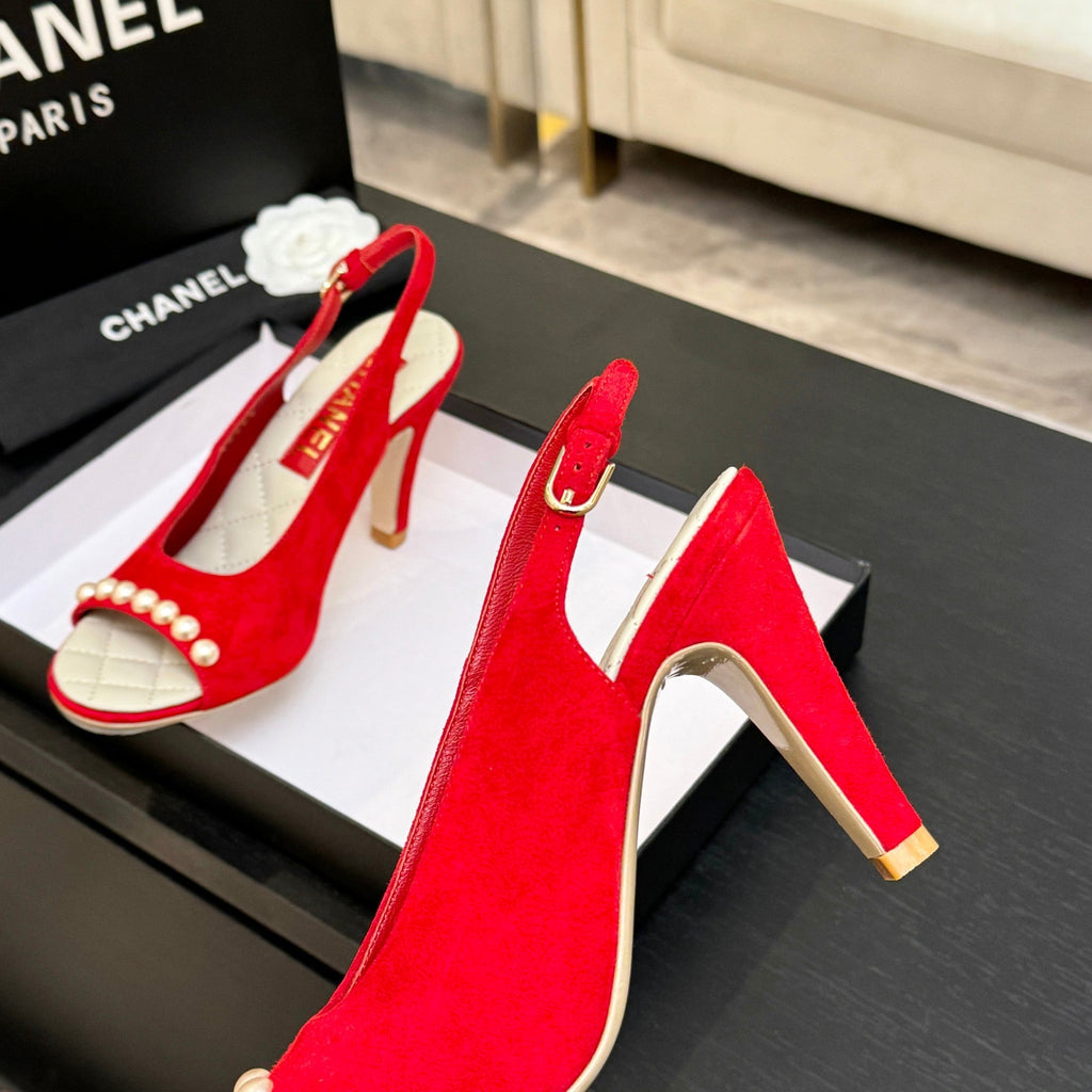 Chanel 26A Slingback Red in Velvet 672991