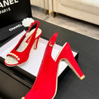 Chanel 26A Slingback Red in Velvet 672991