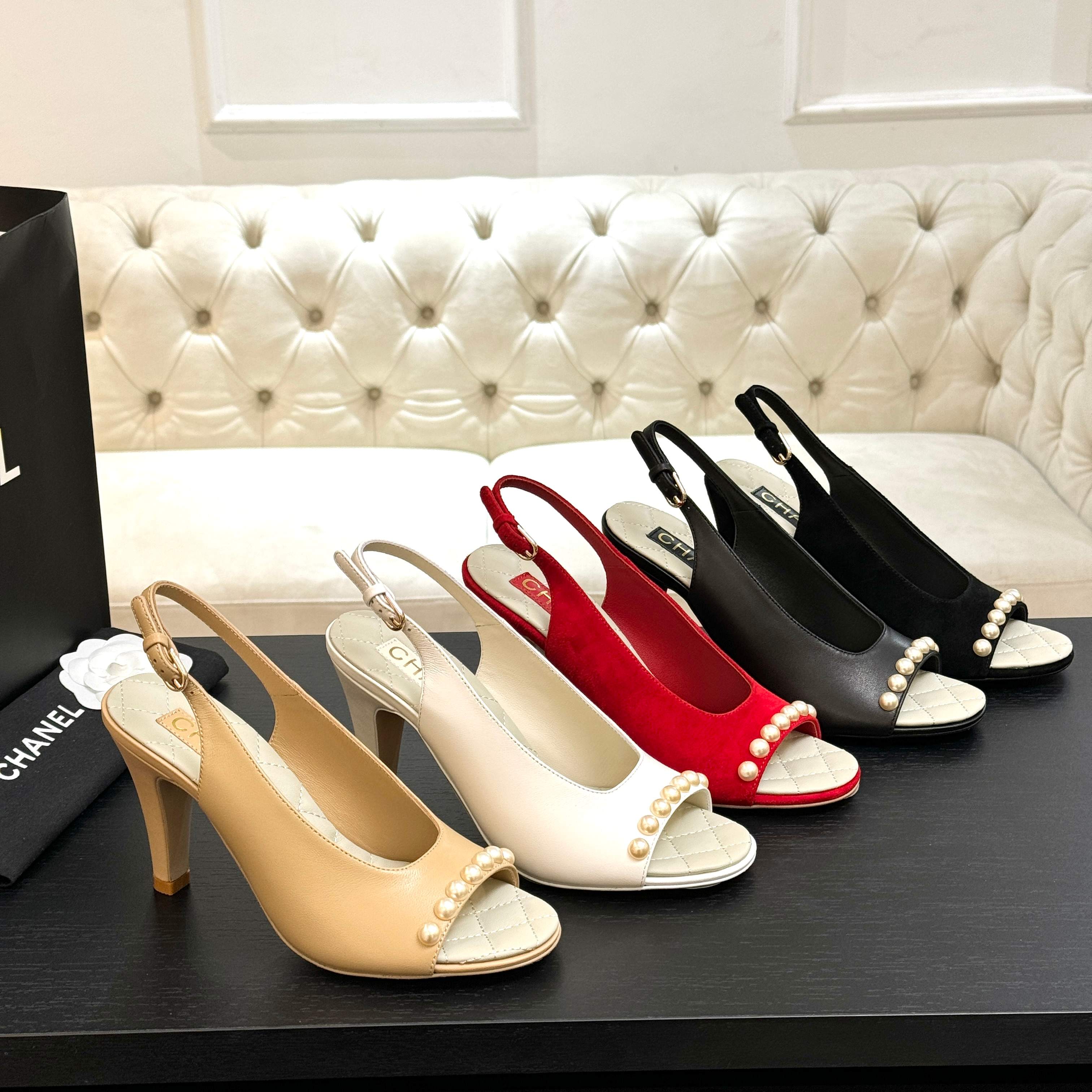 Chanel 26A Slingback Black in Velvet 672992