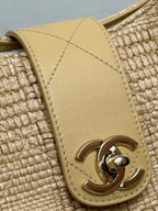 CC 26S Tote Bag in Beige Braided Raffia Gold Hardware (made - to - order)