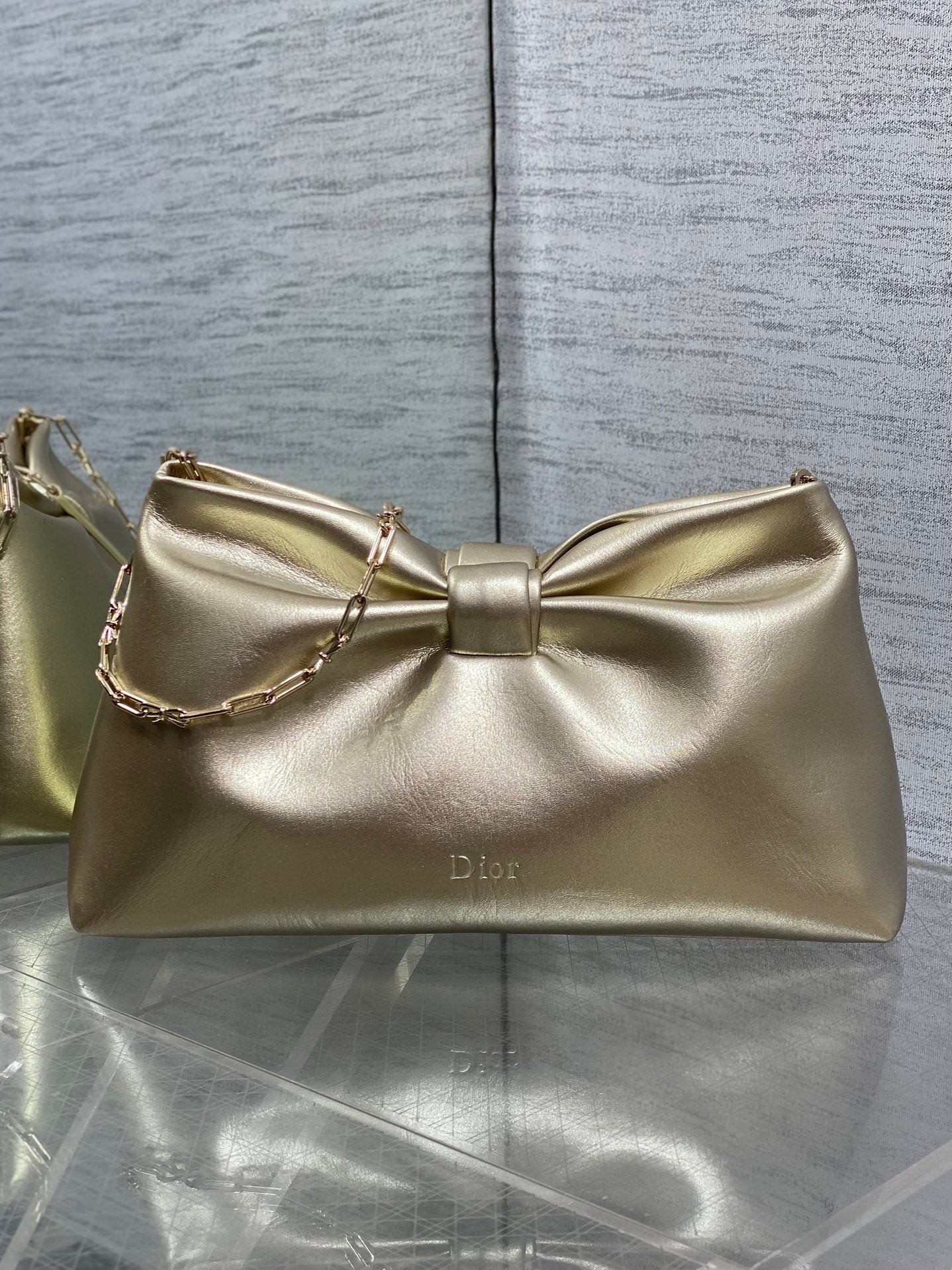 Dior 26 Bow Chain Bag in Gold Lambskin