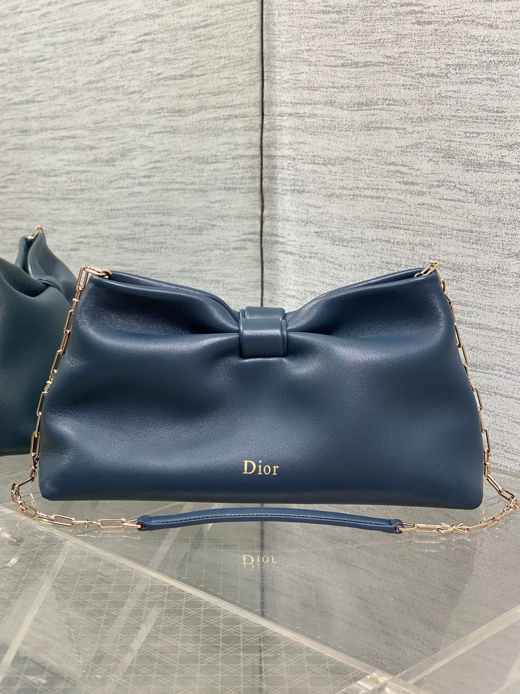 Dior 26 Bow Chain Bag in Navy Blue Lambskin