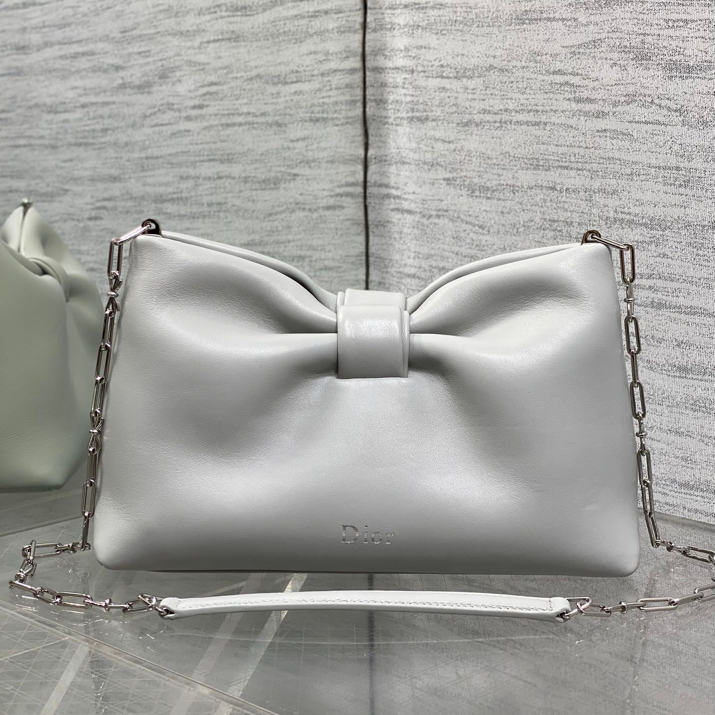 Dior 26 Bow Chain Bag in Light Gray Lambskin