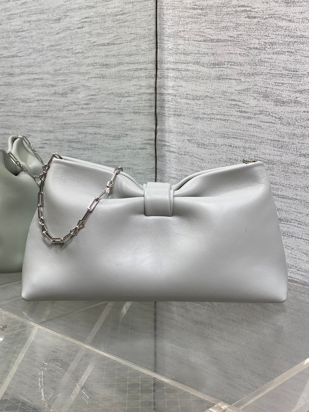Dior 26 Bow Chain Bag in Light Gray Lambskin