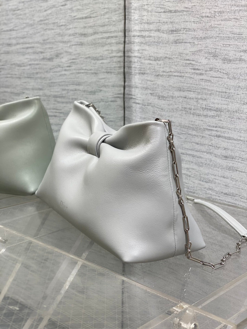 Dior 26 Bow Chain Bag in Light Gray Lambskin