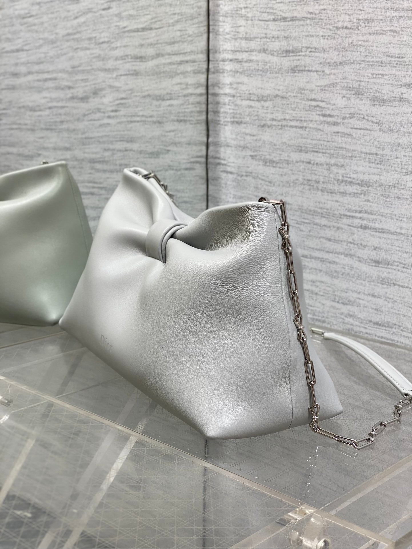 Dior 26 Bow Chain Bag in Light Gray Lambskin