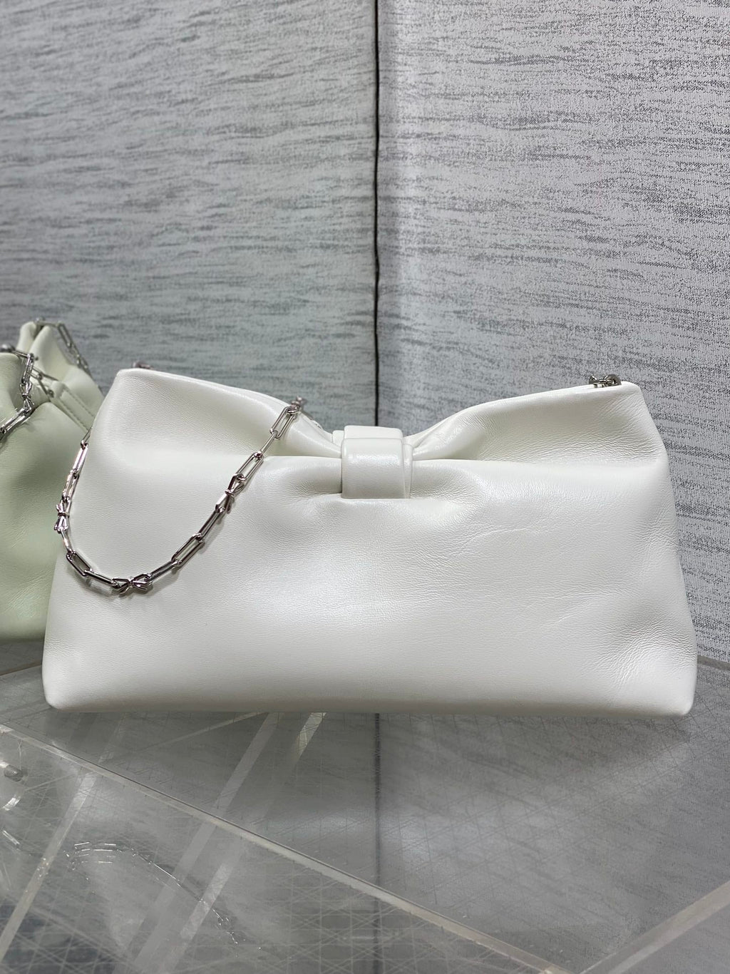 Dior 26 Bow Chain Bag in White Lambskin