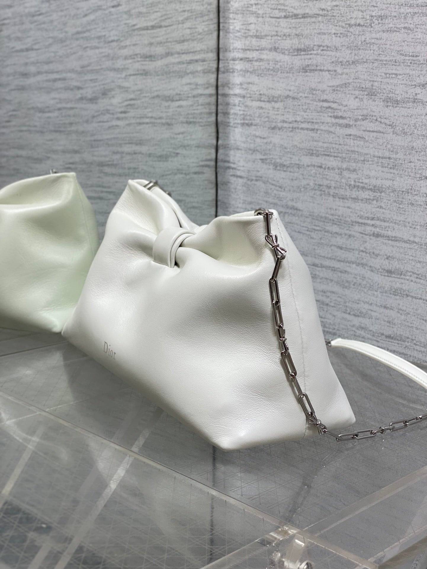 Dior 26 Bow Chain Bag in White Lambskin