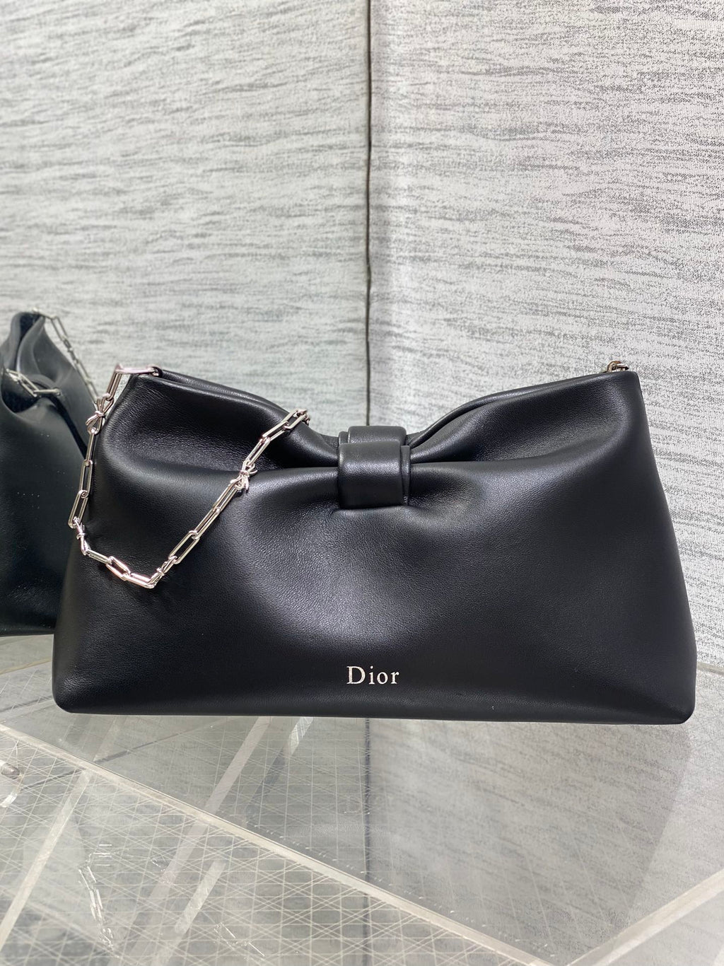Dior 26 Bow Chain Bag in Black Lambskin