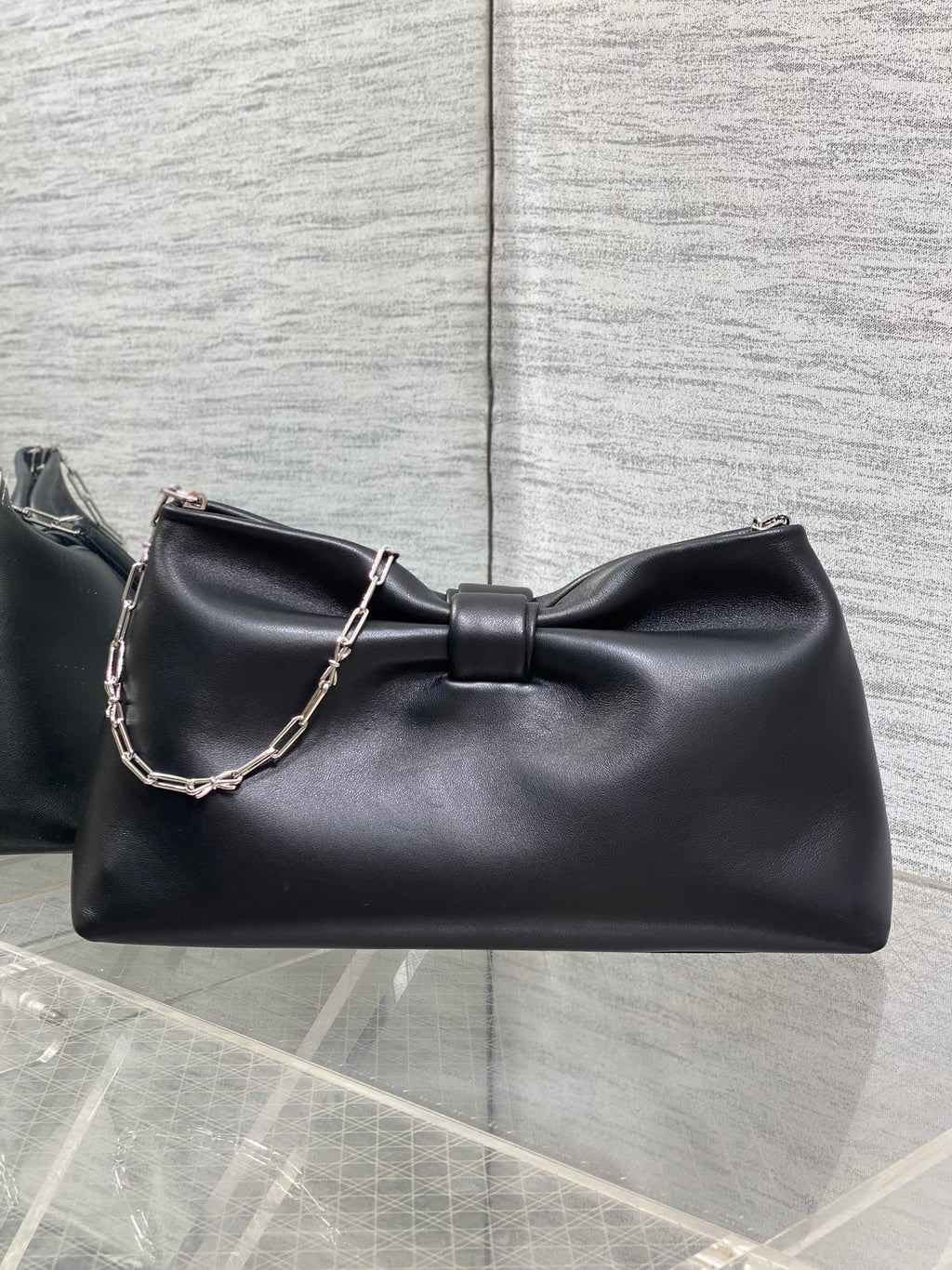 Dior 26 Bow Chain Bag in Black Lambskin