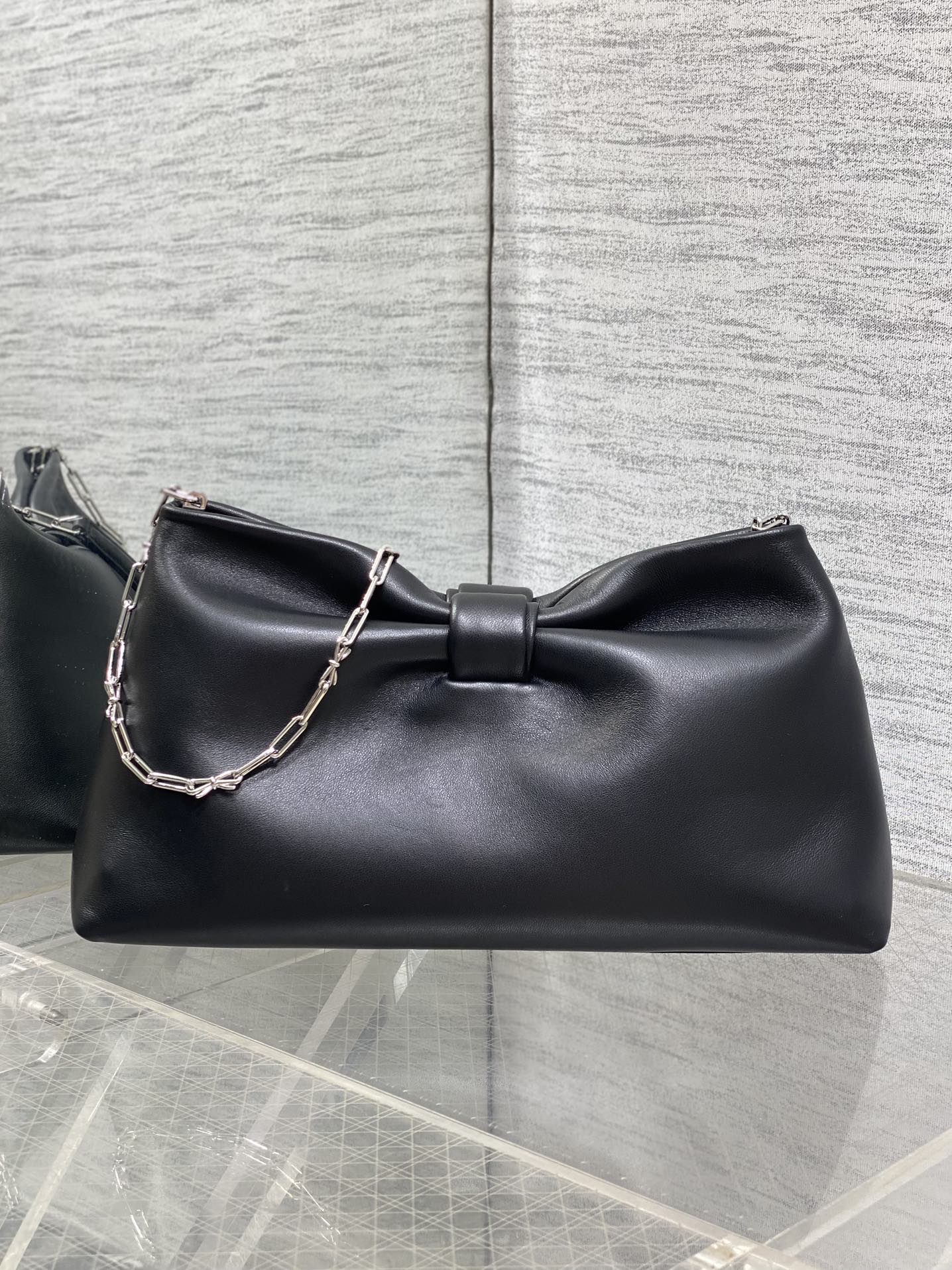 Dior 26 Bow Chain Bag in Black Lambskin