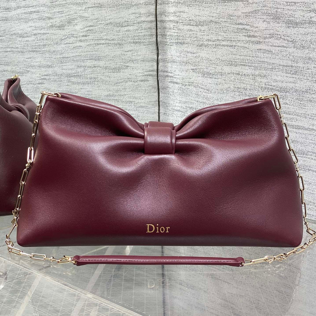 Dior 26 Bow Chain Bag in Burgundy Lambskin