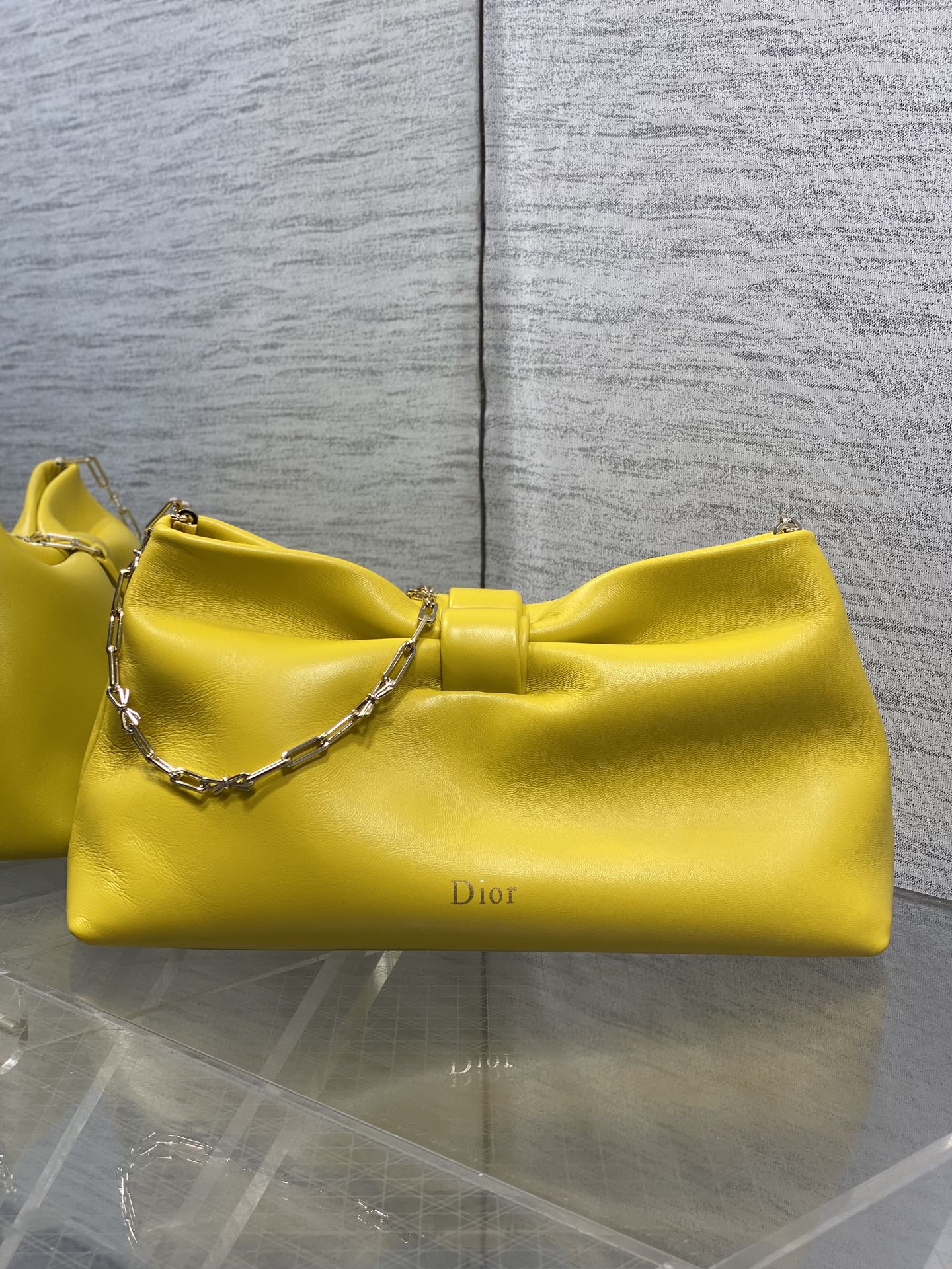 Dior 26 Bow Chain Bag in Yellow Lambskin