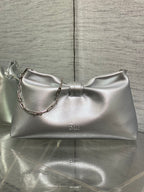 Dior 26 Bow Chain Bag in Silver Lambskin