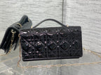 Dior 26 Bow Pearl Chain Clutch In Black Glossy Lambskin GHW