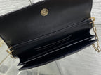 Dior 26 Bow Pearl Chain Clutch In Black Glossy Lambskin GHW