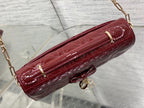 Dior 26 Bow Pearl Chain Clutch In Burgundy Glossy Lambskin GHW