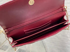 Dior 26 Bow Pearl Chain Clutch In Burgundy Glossy Lambskin GHW