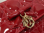 Dior 26 Bow Pearl Chain Clutch In Red Glossy Lambskin GHW