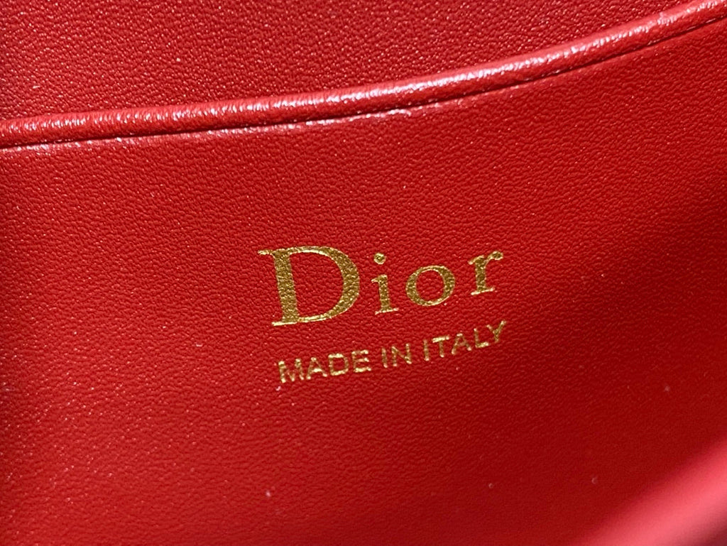 Dior 26 Bow Pearl Chain Clutch In Red Glossy Lambskin GHW
