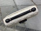 Dior 26 Bow Pearl Chain Clutch Two Tone White Black Lambskin SHW