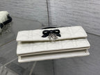 Dior 26 Bow Pearl Chain Clutch Two Tone White Black Lambskin SHW