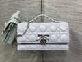 Dior 26 Bow Pearl Chain Clutch Light Grey Lambskin SHW