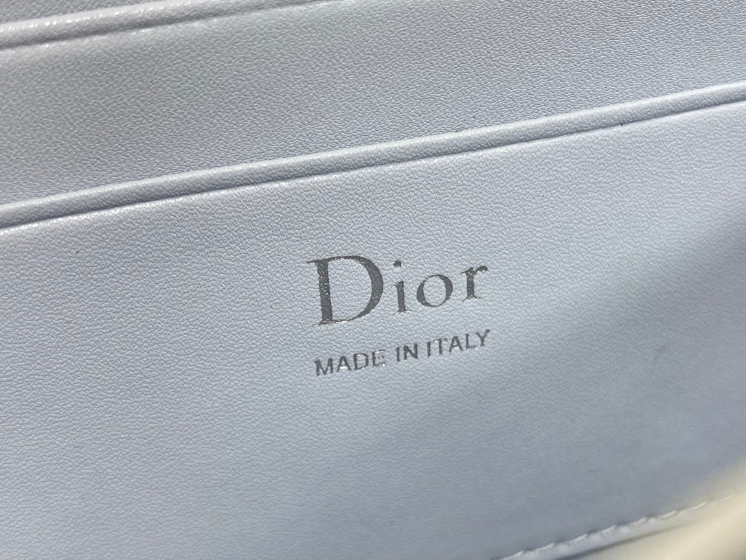 Dior 26 Bow Pearl Chain Clutch Light Grey Lambskin SHW