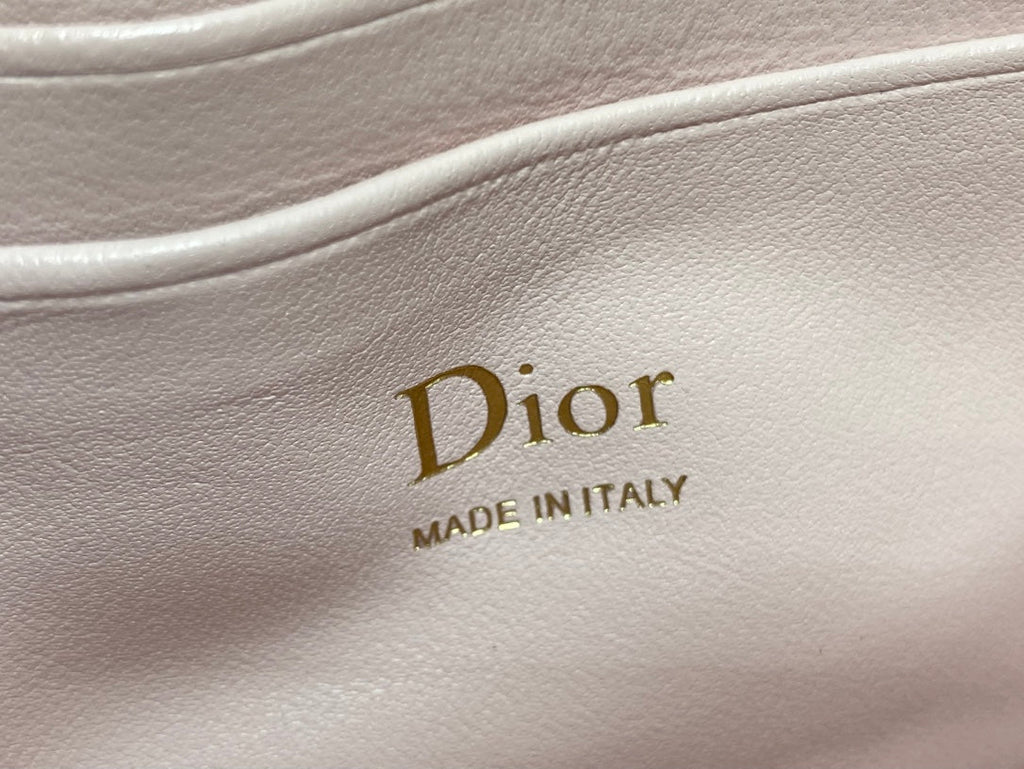 Dior 26 Bow Pearl Chain Clutch Pink Lambskin GHW