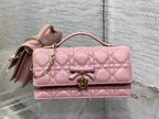 Dior 26 Bow Pearl Chain Clutch Powder Pink Lambskin GHW