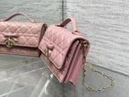 Dior 26 Bow Pearl Chain Clutch Powder Pink Lambskin GHW