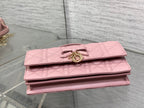 Dior 26 Bow Pearl Chain Clutch Powder Pink Lambskin GHW