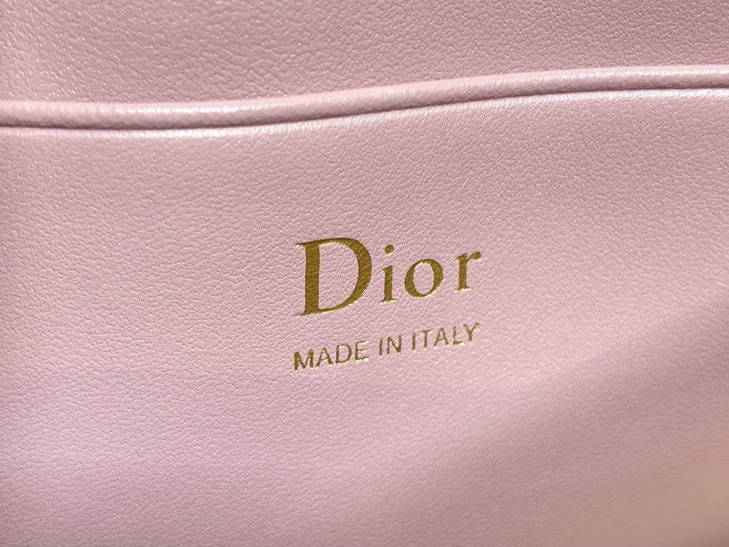 Dior 26 Bow Pearl Chain Clutch Powder Pink Lambskin GHW