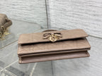 Dior 26 Bow Pearl Chain Clutch Chocolate Brown Lambskin GHW