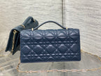 Dior 26 Bow Pearl Chain Clutch Navy Blue Lambskin GHW