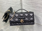 Dior 26 Bow Pearl Chain Clutch Black Lambskin GHW